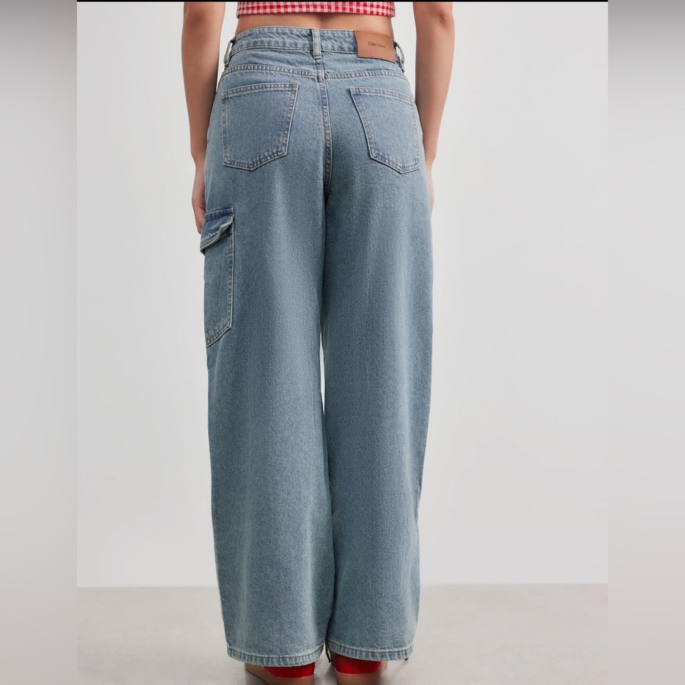 CIDER Denim Low Rise Solid Bowknot Pocket Wide Leg New Oversized Jeans Size M - Picture 2 of 12